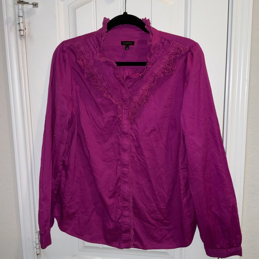 Talbots Fuchsia Ruffle Blouse - Picture 2 of 4